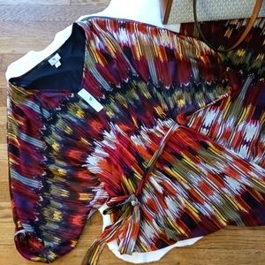 Worthington • Plus Size Earth Jewel Tone Butterfly Sleeve Semi-Sheer Maxi Dress